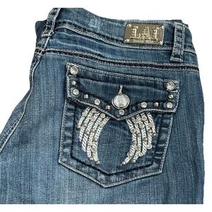 L.A. Idol USA Womens Western Blue Denim 5-Pocket Design Bootcut Jeans Size 5